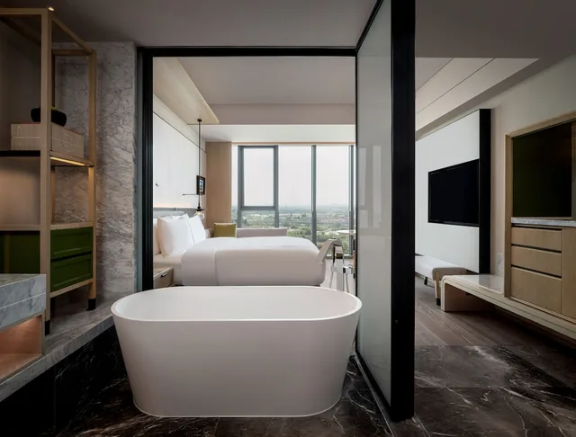 غرفة بسرير كينج بإطلالة على المدينة، Liyang Marriott Hotel 3/8