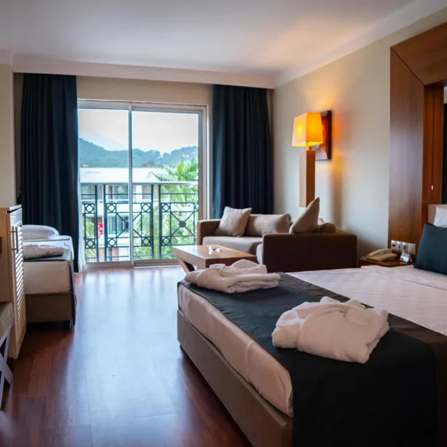 غرفة بسرير مزدوج أو سريرين منفصلين بإطلالة على المسبح، Meder Resort 5/10