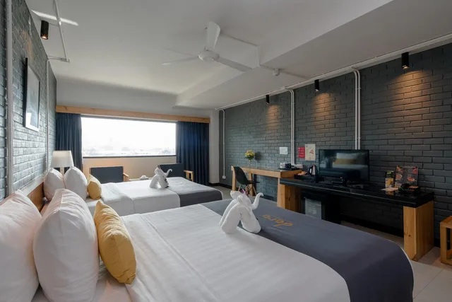 غرفة ديلوكس بسريرين منفصلين وسريرين كوين، New Dara Boutique Hotel Residence 1/2
