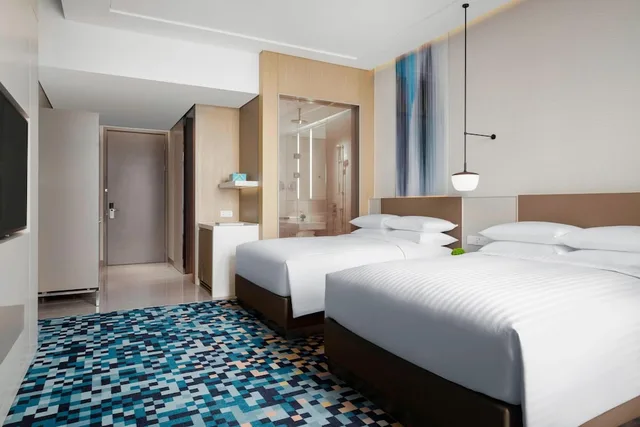 غرفة بسريرين مزدوجين بإطلالة على المدينة، Courtyard By Marriott Shanghai Minhang 2/4