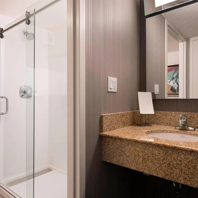 غرفة بسرير كينج بحوض استحمام لذوي الإعاقة، Courtyard By Marriott Denver Airport 6/10