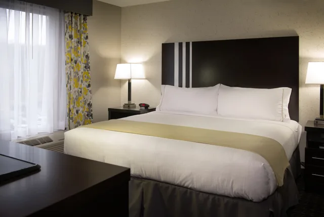 جناح بسرير كينج بغرفة نوم واحدة مع أريكة بمنطقة جلوس، Holiday Inn Express Suites Madison Central 1/2