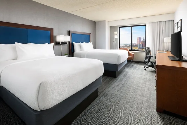 غرفة بسريرين مزدوجين بإطلالة على المدينة في طابق مرتفع، Courtyard by Marriott Atlantic City Beach Block 3/7