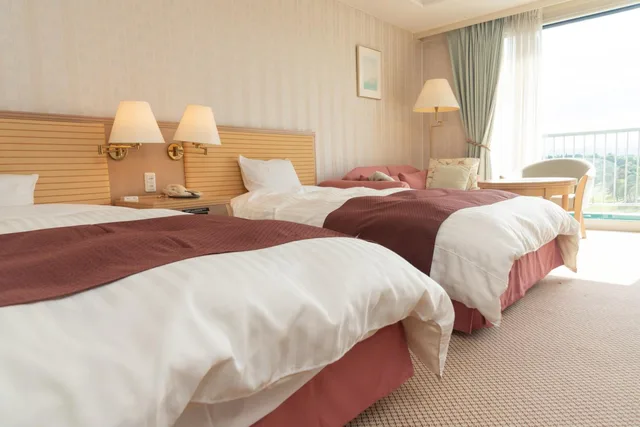 غرفة بسريرين منفصلين بإطلالة على البحر للمدخنين، Onahama Ocean Hotel Golf Club 3/8