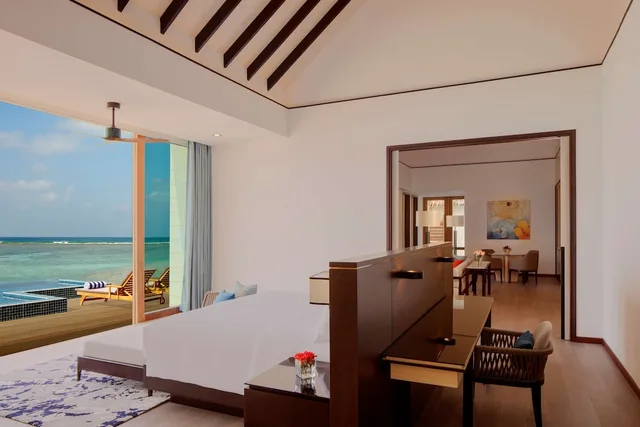3 Bedrooms, Water Villa, Sunset, 2 King Beds, Private Pool, Lounge Access, Radisson Blu Resort Maldives 4/7