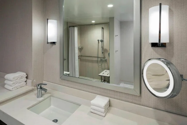 غرفة ديلوكس بسرير كينج بإطلالة على المدينة بحوض استحمام لذوي الإعاقة، Sheraton Norfolk Waterside 7/9