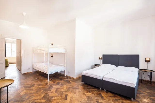 شقة بريميير بخمسة أسرّة وسرير بطابقين بغرفتي نوم مع أريكة بمطبخ، Hybernska Apartments 3/10