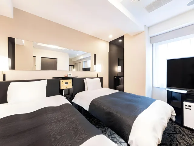 غرفة بسريرين مزدوجين، Apa Hotel Shintomicho-Ekimae 1/1