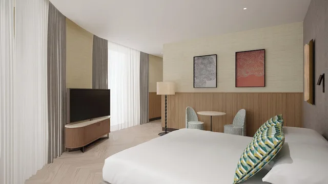 جناح ركني بسرير كينج بإطلالة على المدينة بغرفة نوم واحدة مع أريكة، Circle 6 Rome Hotel 6/10