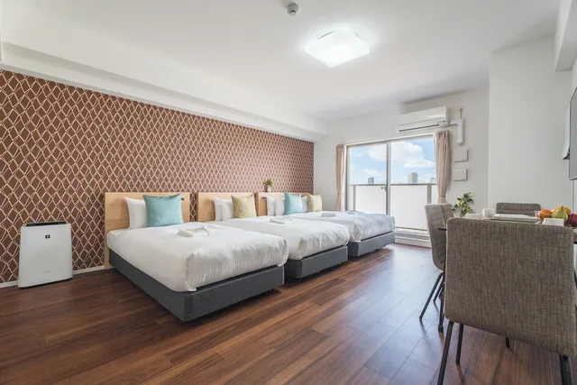غرفة عائلية ثلاثية بسرير مزدوج وسريرين منفصلين، Eslead Hotel Namba Ebisu West 5/10