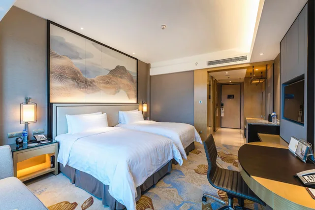 غرفة ديلوكس بسريرين منفصلين بإطلالة على البحر، Shangri La Xiamen 4/9