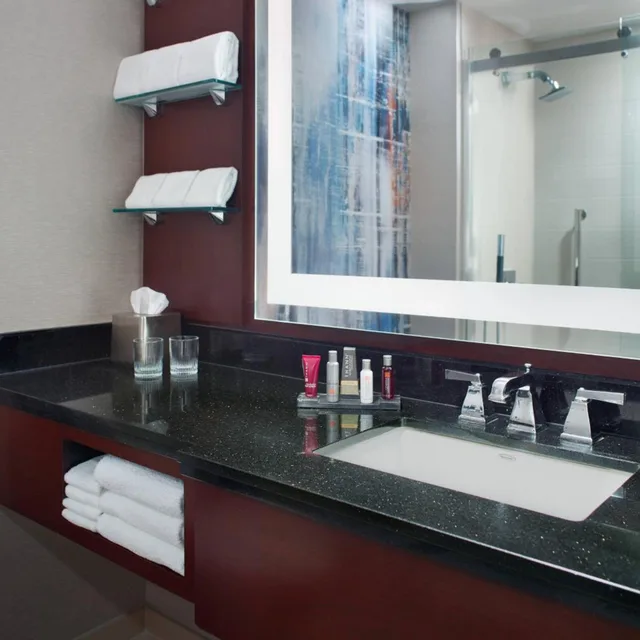 غرفة بسرير كينج بحوض استحمام لذوي الإعاقة، Atlanta Airport Marriott Gateway 6/9