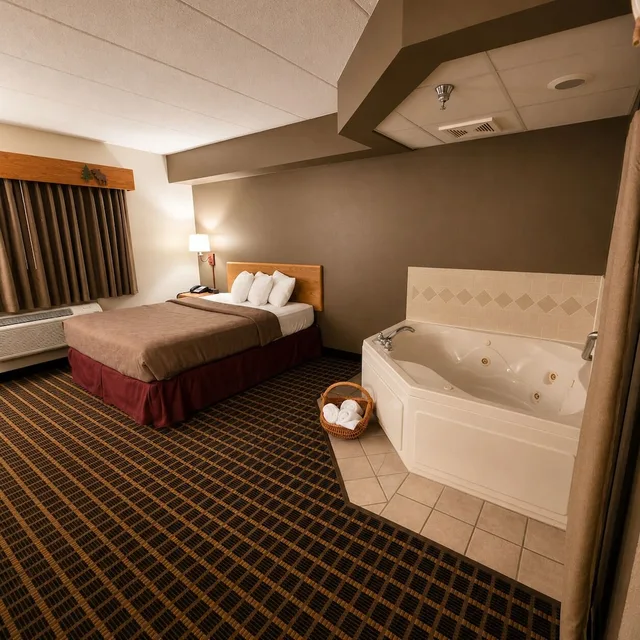 غرفة بسرير كوين بحوض جاكوزي، Mooselake Lodge 1/2