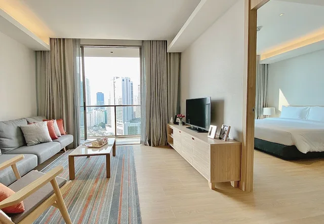 شقة ديلوكس بسرير كينج وسرير كوين بغرفتي نوم، Oakwood Suites Bangkok 7/10