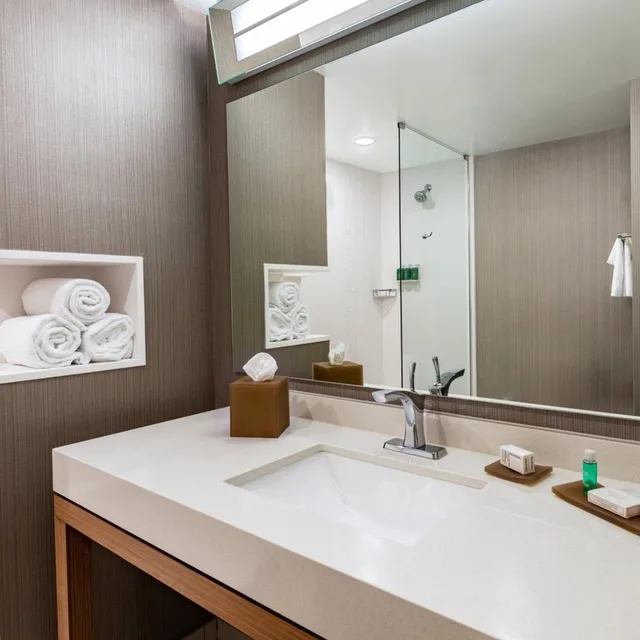 غرفة بسرير كينج بإطلالة على الفناء مع أريكة، Courtyard by Marriott Winston-Salem Downtown 10/10
