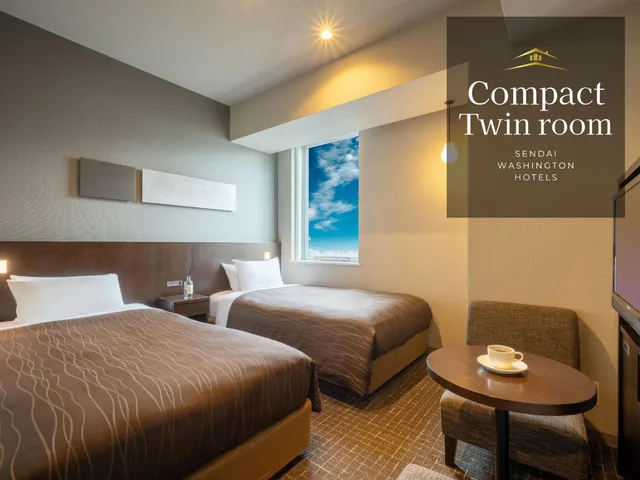 غرفة اقتصادية بسريرين منفصلين، Sendai Washington Hotel 1/2