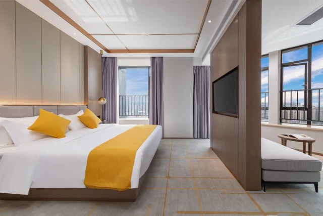 غرفة ديلوكس تنفيذية بسريرين منفصلين وسرير كوين، Poltton International Apartment (Guangzhou Panyu Government Affairs Center) 1/1