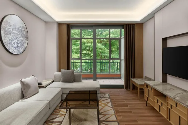 شقة بسرير كوين بإطلالة على المدينة بغرفة نوم واحدة مع دخول صالة النادي، Dongguan Forum Hotel and Apartment 5/6