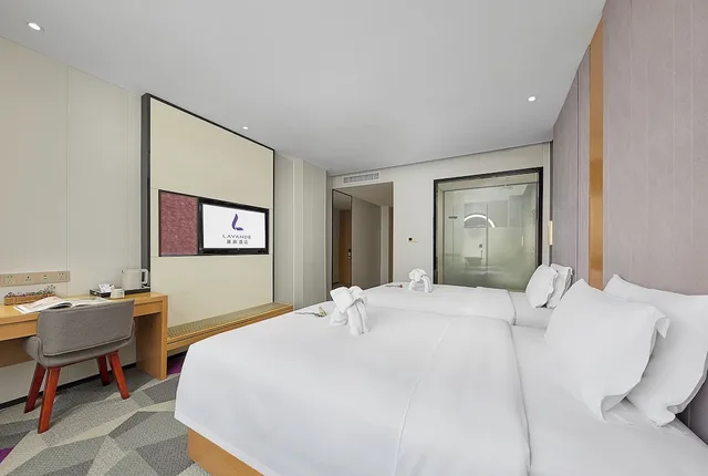 غرفة فاخرة بسريرين مزدوجين بإطلالة على المدينة، Lavande Hotel Baiyun International Airport Branch 1/5