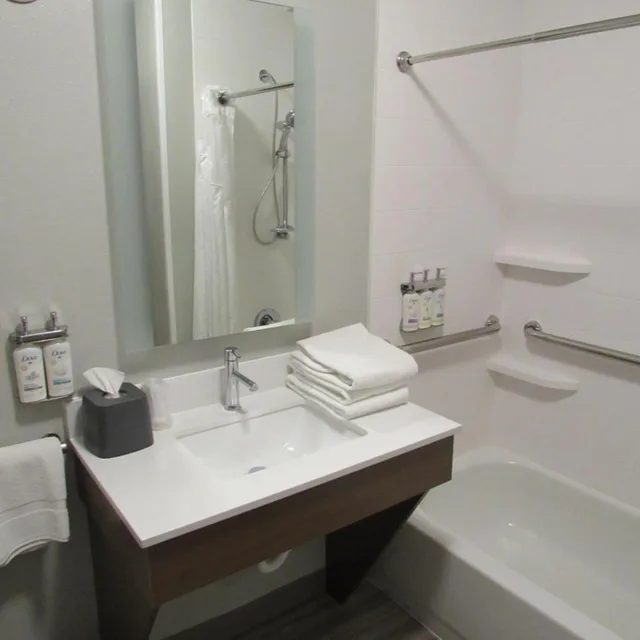 غرفة قياسية بسريرين كينج بحوض استحمام لذوي الإعاقة، Holiday Inn Express and Suites Lincoln South 5/5