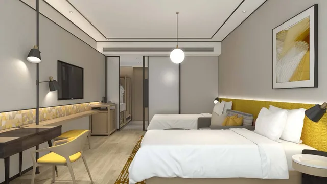 غرفة بسريرين منفصلين في طابق مرتفع، Hilton Garden Inn Jiaxing Xiuzhou 1/1