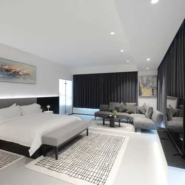 غرفة ديلوكس ركنية بسرير كينج بإطلالة، One Riviera Hotel and Residences 3/6
