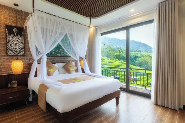 غرفة ديلوكس بسرير كوين بإطلالة على الجبل، Central Hills Pu Luong Resort 4/4
