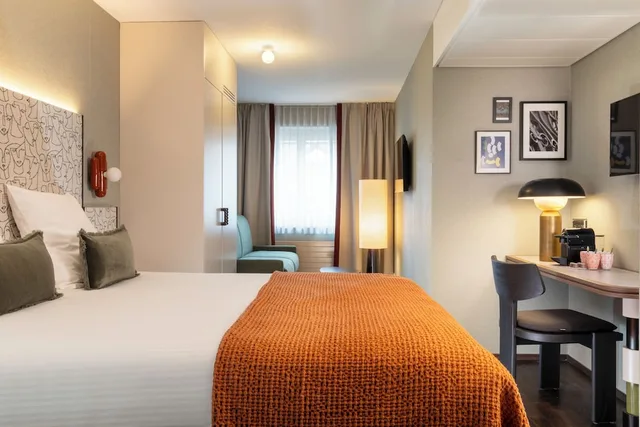 غرفة ديلوكس عائلية بسرير كوين، Hotel D Basel 5/8