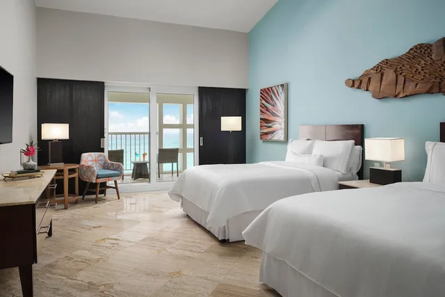 غرفة ديلوكس بسريرين مزدوجين بإطلالة على البحر بشرفة، Westin Resort And Spa Cancun 1/2