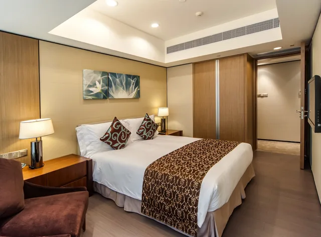 شقة ديلوكس بسرير كينج وسرير كوين بإطلالة على المدينة بغرفتي نوم بمطبخ، Ascott IFC Guangzhou 3/8
