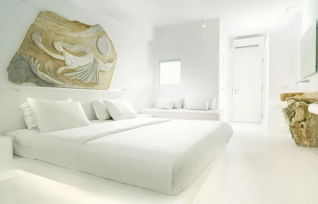 غرفة ديلوكس بإطلالة جزئية على البحر بمسبح خاص، Mykonos Bay Resort and Villas 1/1