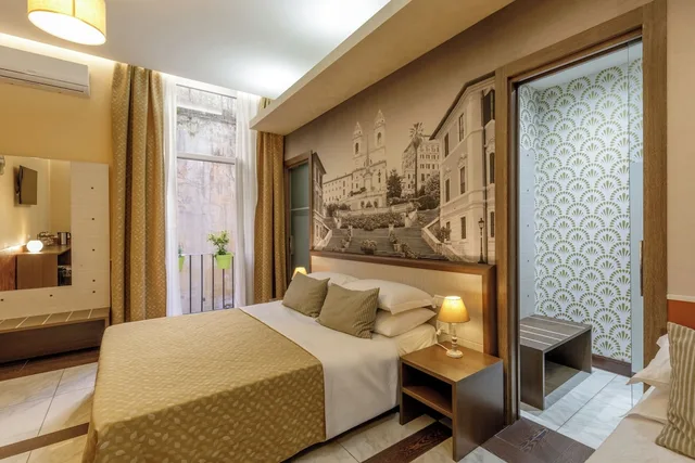 غرفة رباعية بسرير مزدوج وسريرين منفصلين بشرفة، corso grand suite 1/10