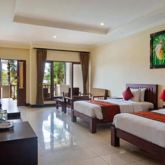 غرفة ديلوكس بسريرين منفصلين بإطلالة على المسبح، Kusuma Resort 3/10