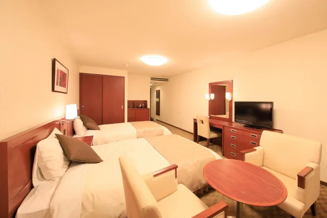 غرفة بسريرين منفصلين بحوض استحمام، Nasukogen Hotel View Palace 4/8