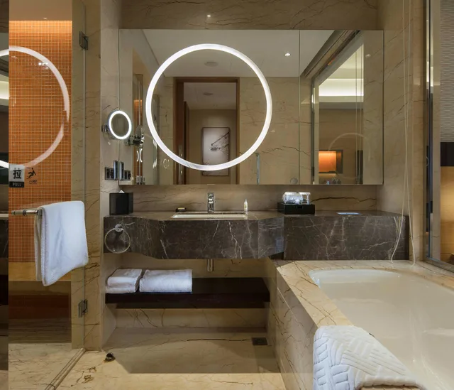 غرفة ديلوكس بسريرين منفصلين بإطلالة على البحر، Hilton Yantai Golden Coast 5/5