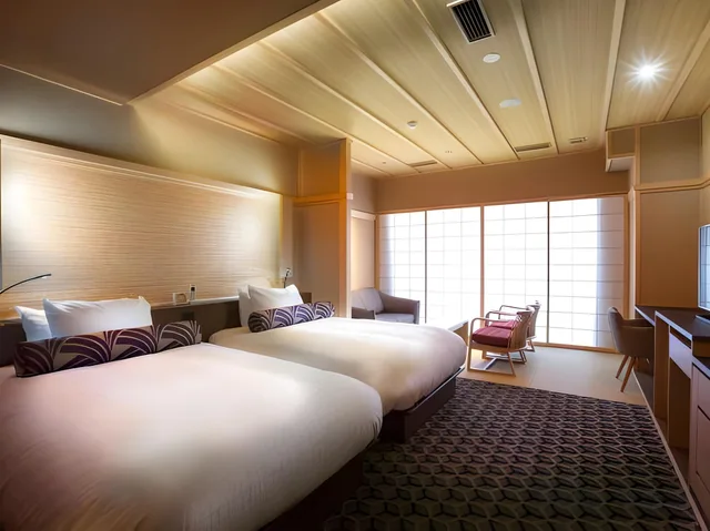 غرفة بسريرين منفصلين بحوض استحمام، Saka Hotel Kyoto 1/1