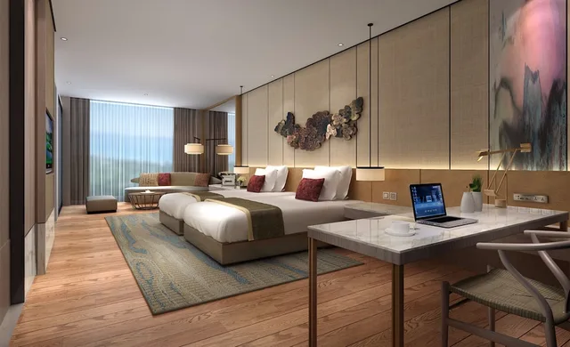 غرفة ديلوكس بسريرين منفصلين بإطلالة على النهر، Sanya Shuang Da International Hotel 1/1
