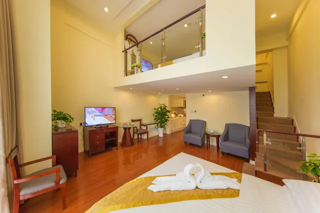 دوبلكس ديلوكس بسريرين كوين، Yantai Meiya International Apt. Hotel 3/4