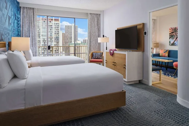 غرفة بسريرين مزدوجين، Outrigger Waikiki Paradise 7/10