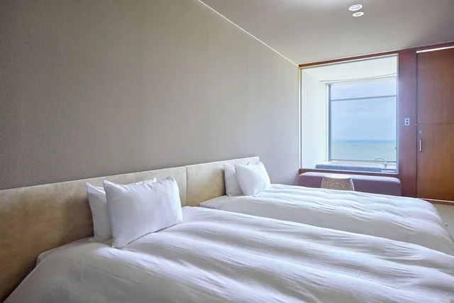 Japanese, Twin Beds, Beach Front, Bathtub، Ryokan Uohan 1/2