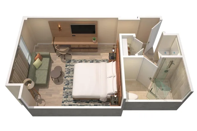 غرفة بسرير كينج مع أريكة، San Antonio Marriott Rivercenter on The River Walk 8/8