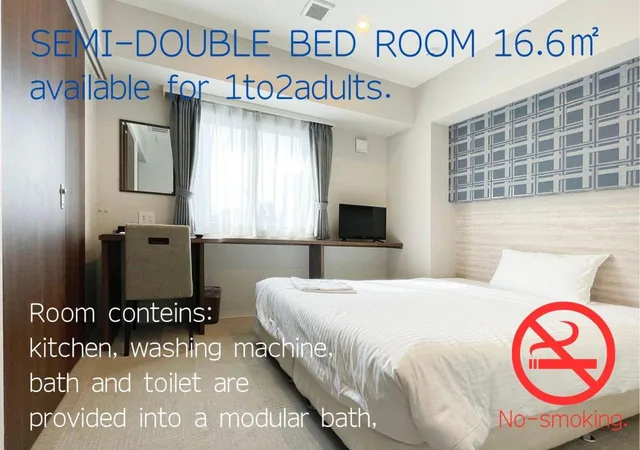Room, Semi Double Bed, Kitchen, Hotel Classe Stay Sapporo 1/5
