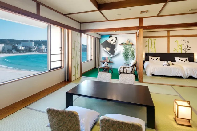Japanese, Panda, Twin Beds, 3 Futon Beds, Ocean View, Shiraraso Grand Hotel 1/1