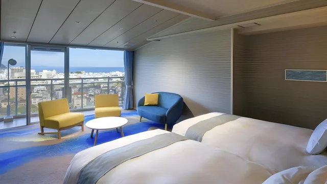 غرفة قياسية رباعية ركنية بإطلالة على البحر، ITO HOTEL JURAKU 1/1