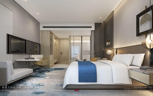 غرفة بسرير كينج بإطلالة على البحيرة، Crowne Plaza Wuhan Development Zone 1/7