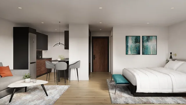 جناح استوديو بريميوم بسرير كوين مع أريكة بمطبخ، The Como Hotel 1/3