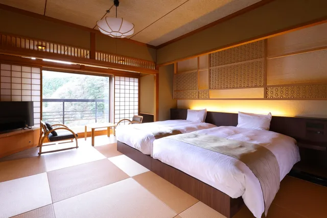 غرفة يابانية غربية بسريرين منفصلين، Okuyugawara Onsen Hotel Sansuirou 2/2