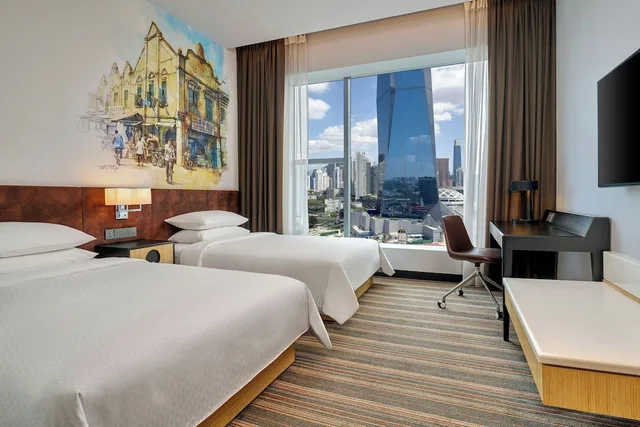 غرفة بسريرين مزدوجين بإطلالة على المدينة، Four Points By Sheraton Kuala Lumpur Chinatown 2/4