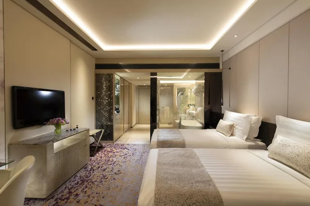 غرفة تنفيذية بسريرين منفصلين بإطلالة على المدينة، Kempinski Hotel Beijing Yansha centre 2/5
