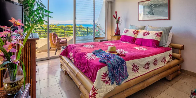 غرفة بسرير مزدوج بإطلالة على البحر، Castle Waikiki Grand Hotel 1/1